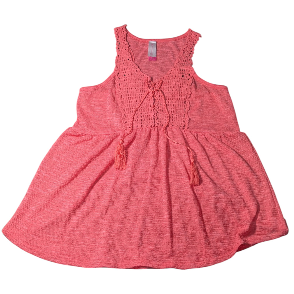 NOBO No Boundaries Coral -Pink Sleeveless Top With Front Ties Size L 11-13